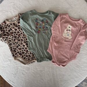 Baby Girl Toddler Garanimals Long Sleeve Bodysuit Onesie Bundle 18mo